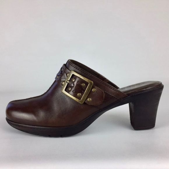 Clarks Womens Mirabelle Brown Leather Heeled Mules Comfort Shoes size 7.5W Wide - Picture 6 of 16